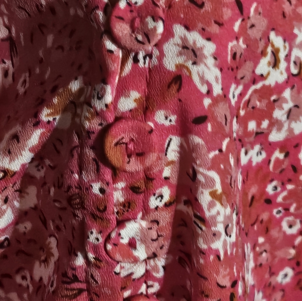 Cynthia Rowley Pink Ditsy Floral Blouse Size 2X - Picture 4 of 10